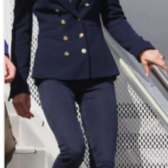 Zara Navy Double Breasted Captain's Jacket.  Size SMALL - Picture 4 of 5